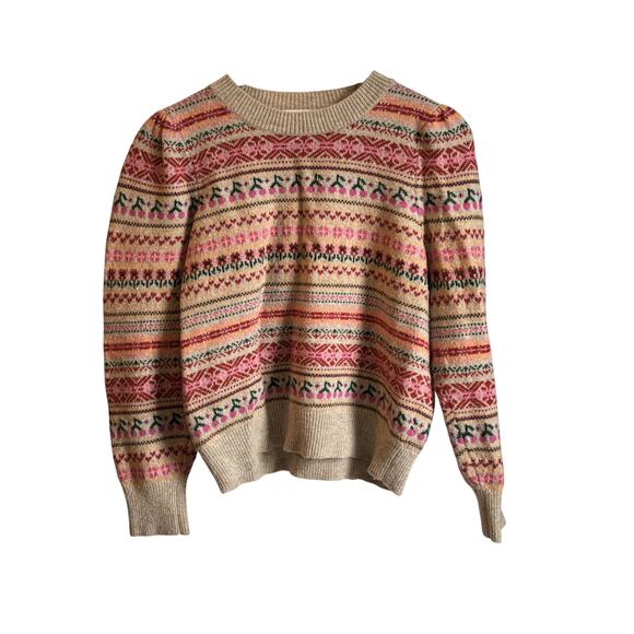 J.Crew Fair Isle Wool Blend Sweater Women’s Medium Multicolor Crewneck - Picture 2 of 7